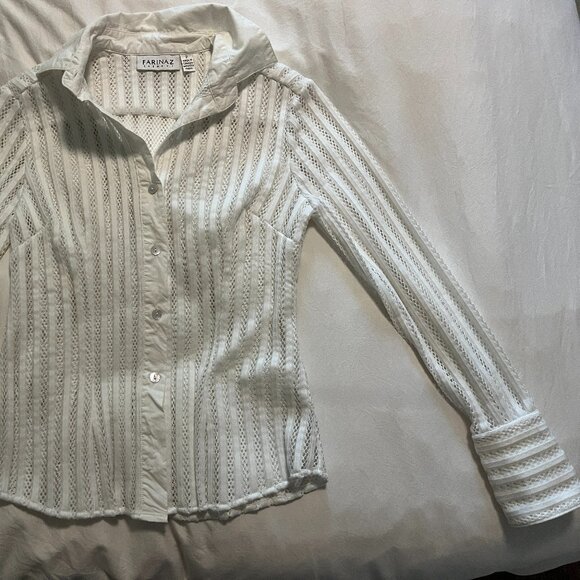 Open-knit White Button up - Picture 4 of 5